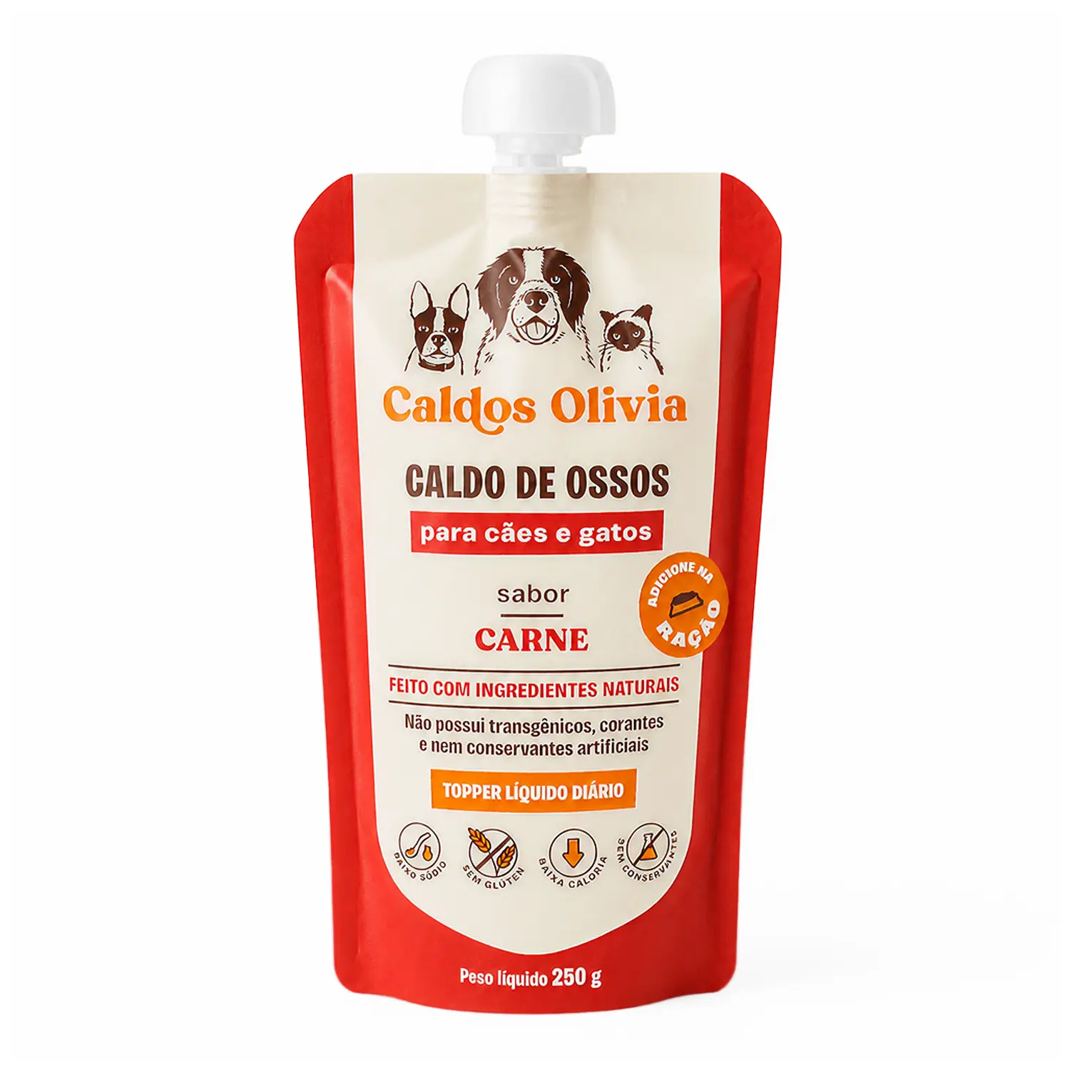 Caldo de Ossos Olivia para Caes e Gatos Carne 250ml